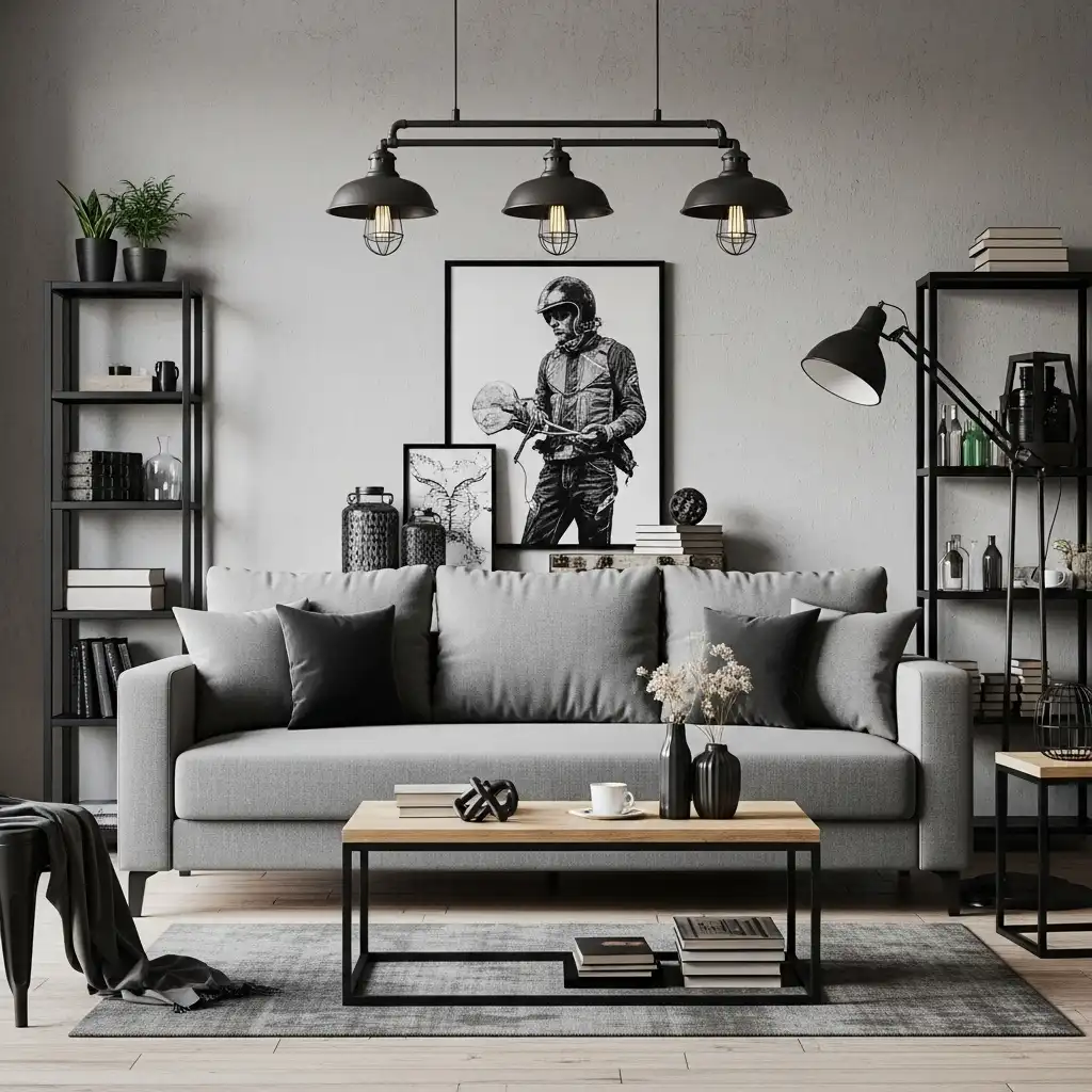 Grey Couch Living Room Ideas Industrial Chic