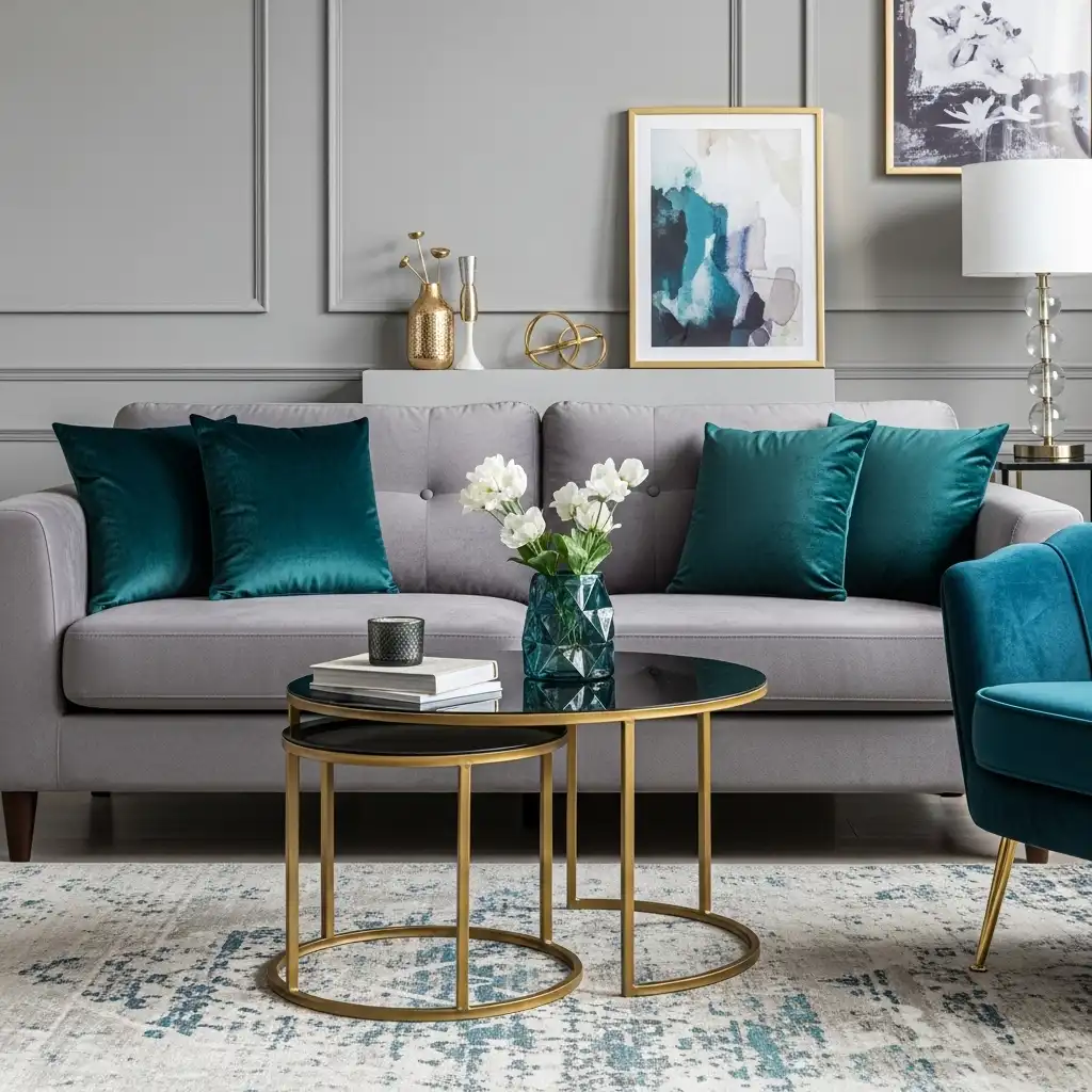 Grey Couch Living Room Ideas Velvet Accents