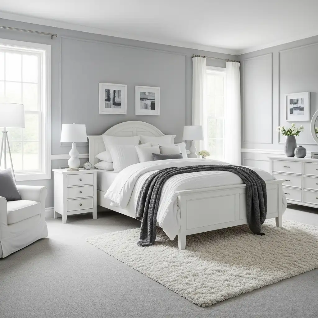 Grey and White bedroom