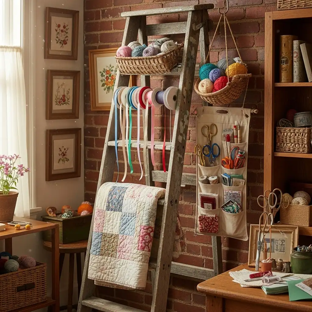 Hang Supplies on Repurposed Ladders