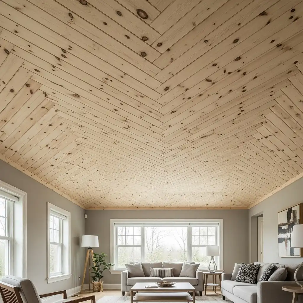 Herringbone Pattern with Wood Planks