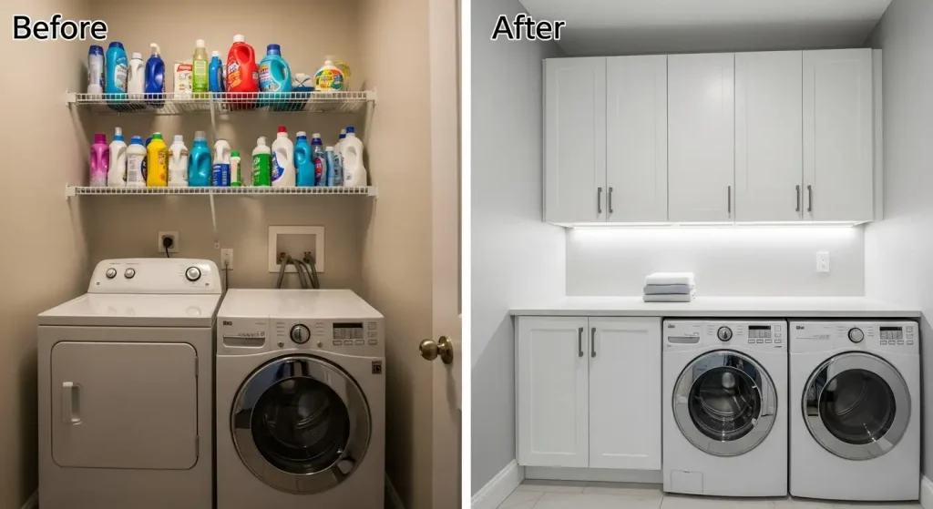 Laundry Room Ideas Utilize Vertical Cabinets