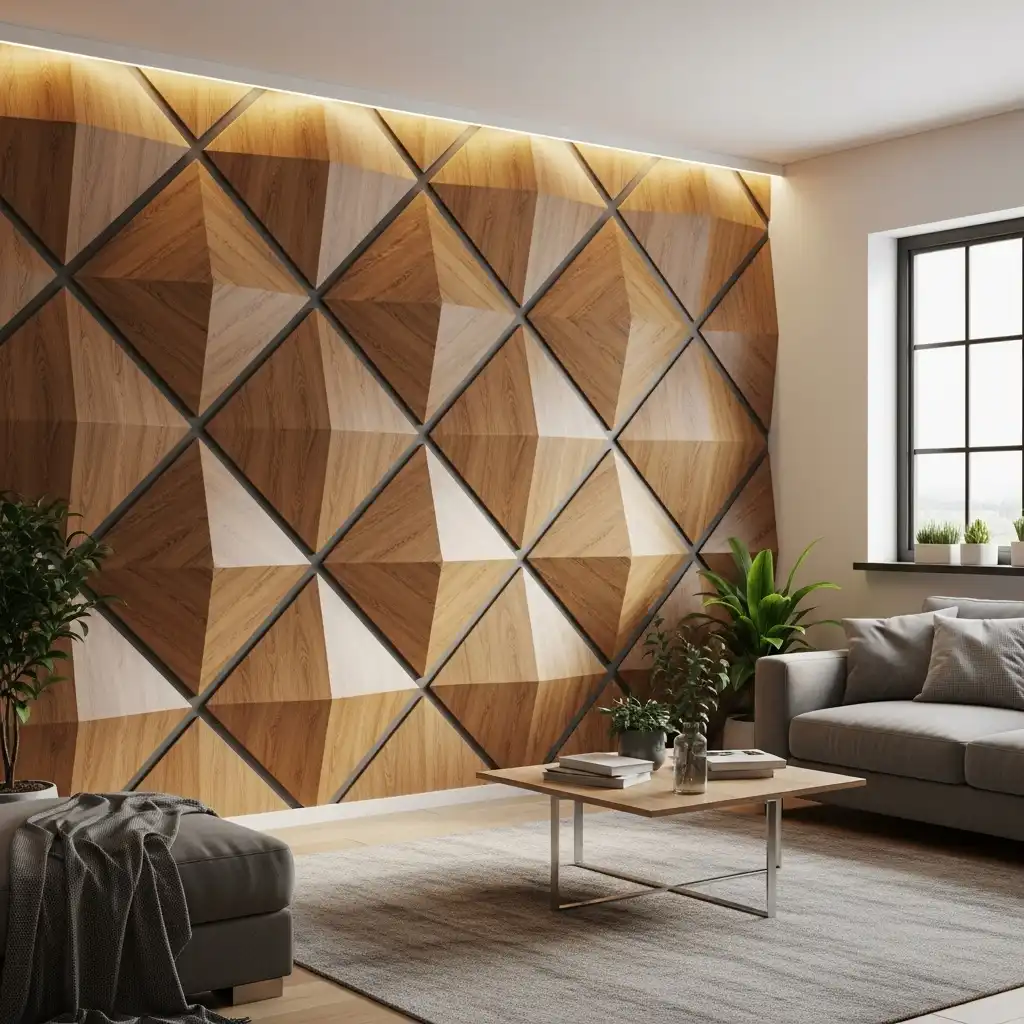 Living Room Wall Dimensional Wall of Panels