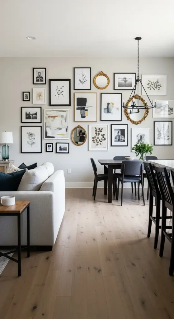 Living Room and Dining Room Combo Ideas Create a Gallery Wall