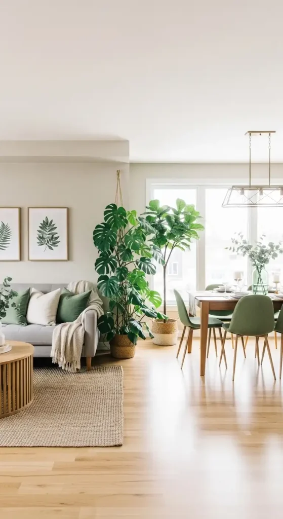 Living Room and Dining Room Combo Ideas Use Vertical Plants