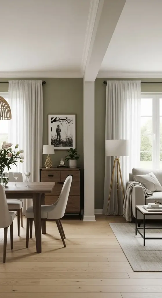 Living Room and Dining Room Combo Unified Color Palette