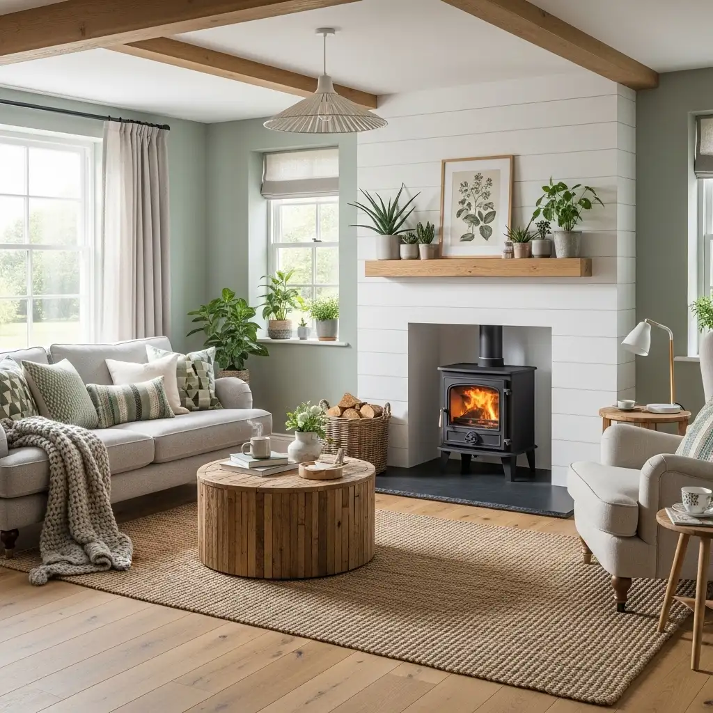 Living Room with a Wood Burning Stove