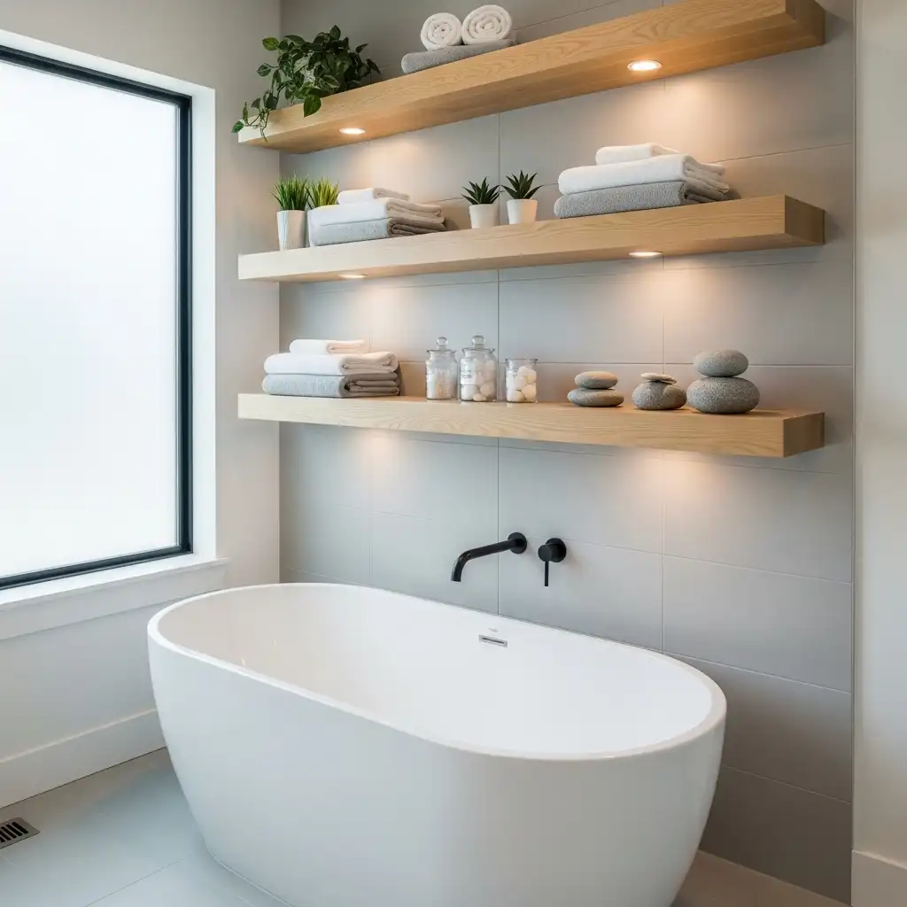 Master Bath Floating Shelves