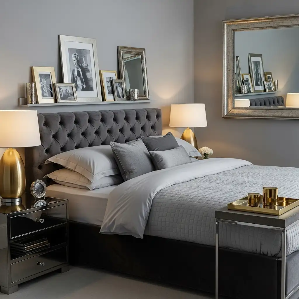 Metallic Accents grey bedroom