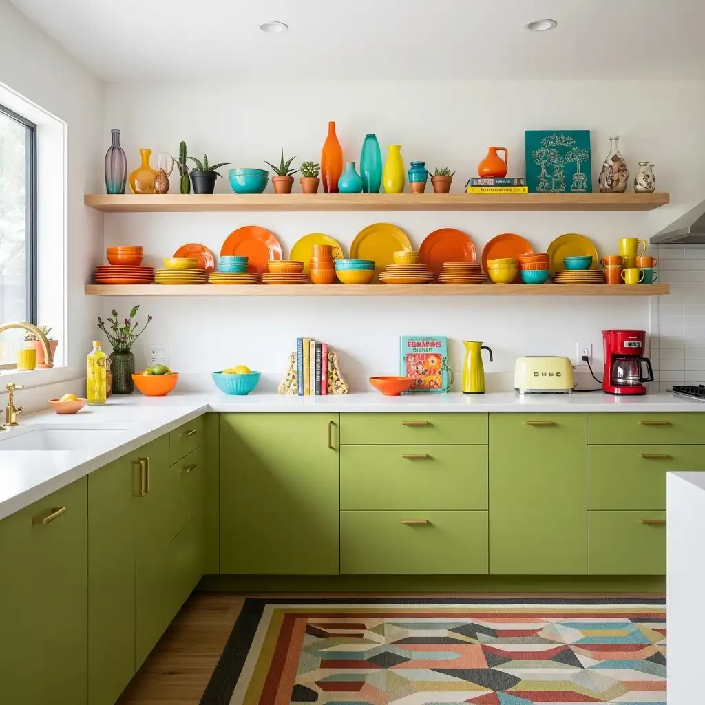 Mid Century Modern Kitchen Showcase Open Shelving