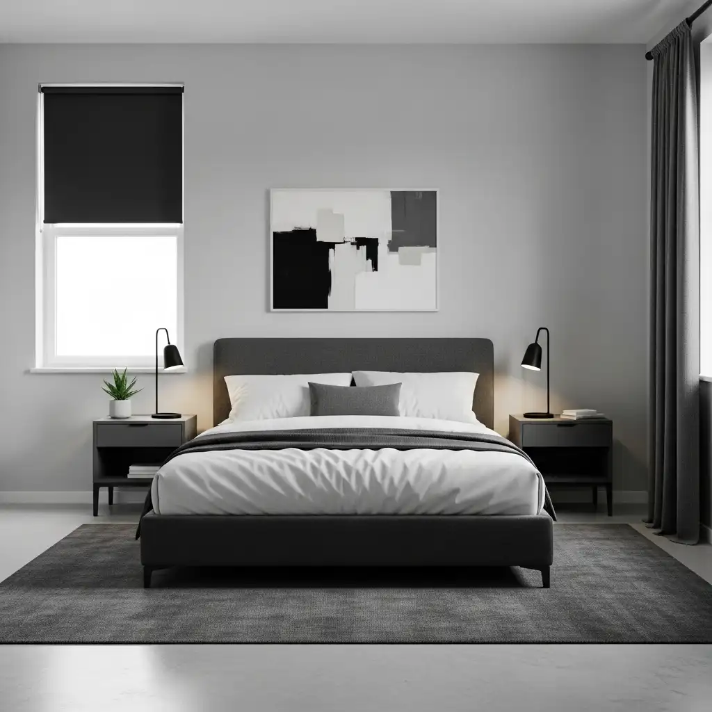 Minimalist Black and Grey Bedroom