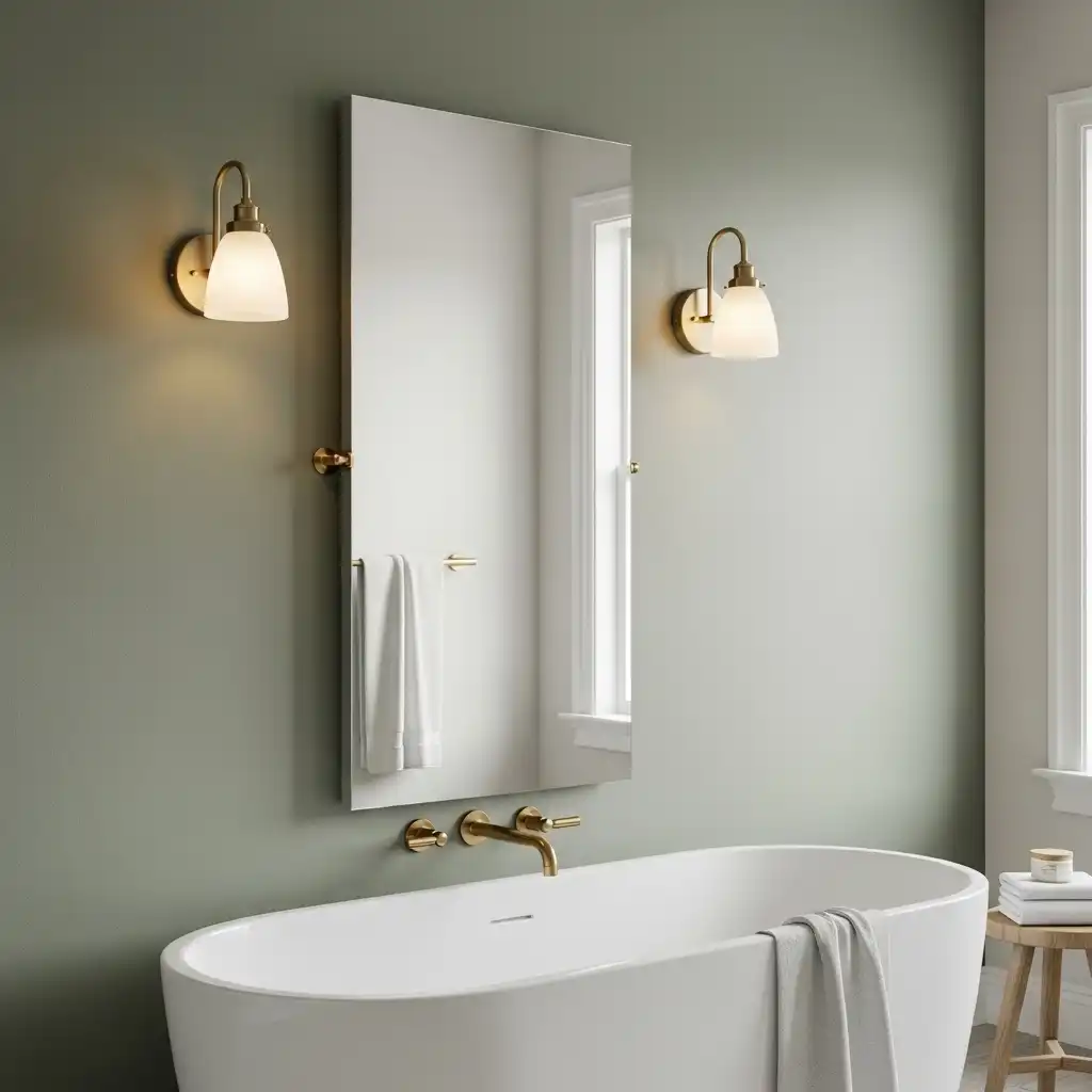 Mirror Tucked Behind Sconces