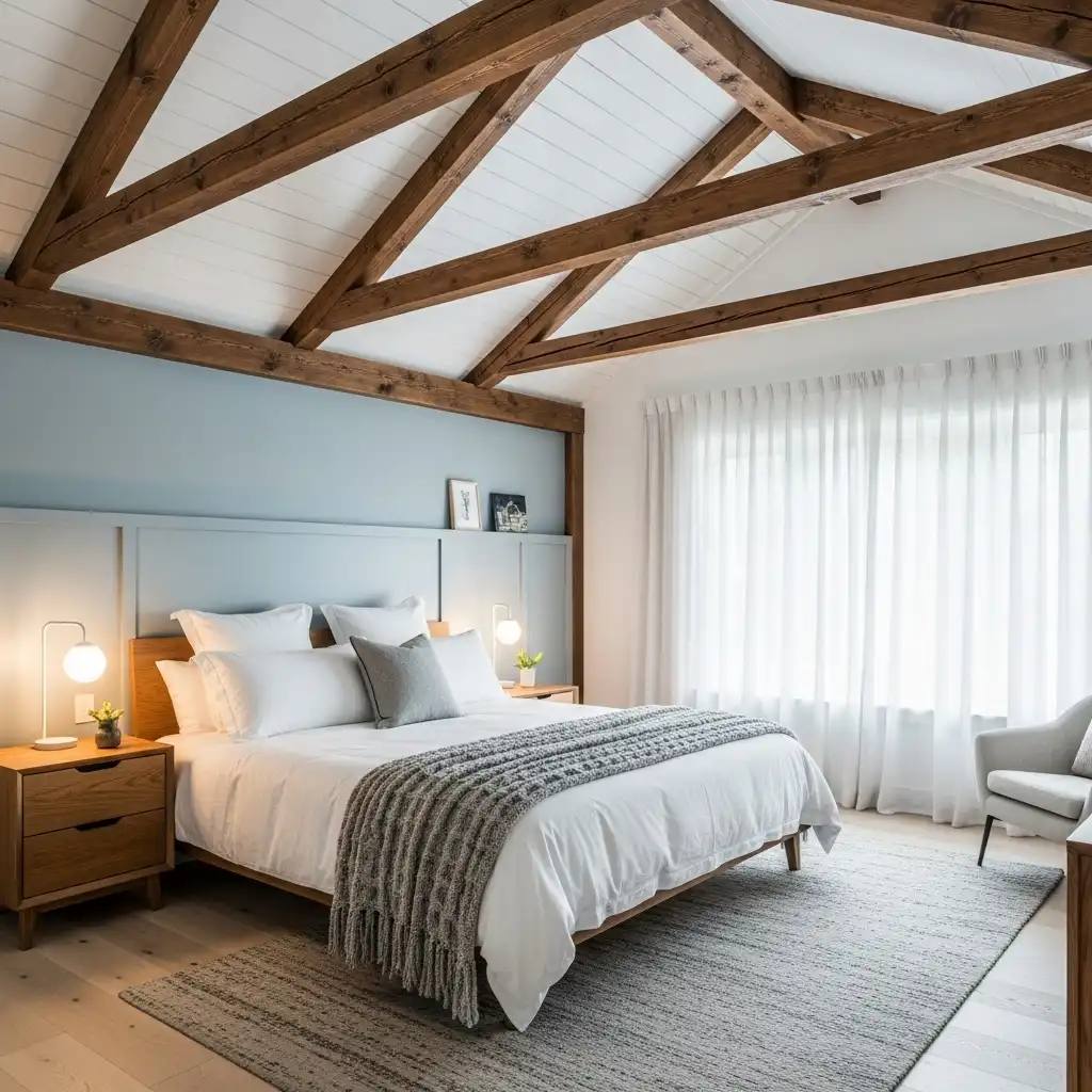 Modern Cottage Bedroom Exposed Beams