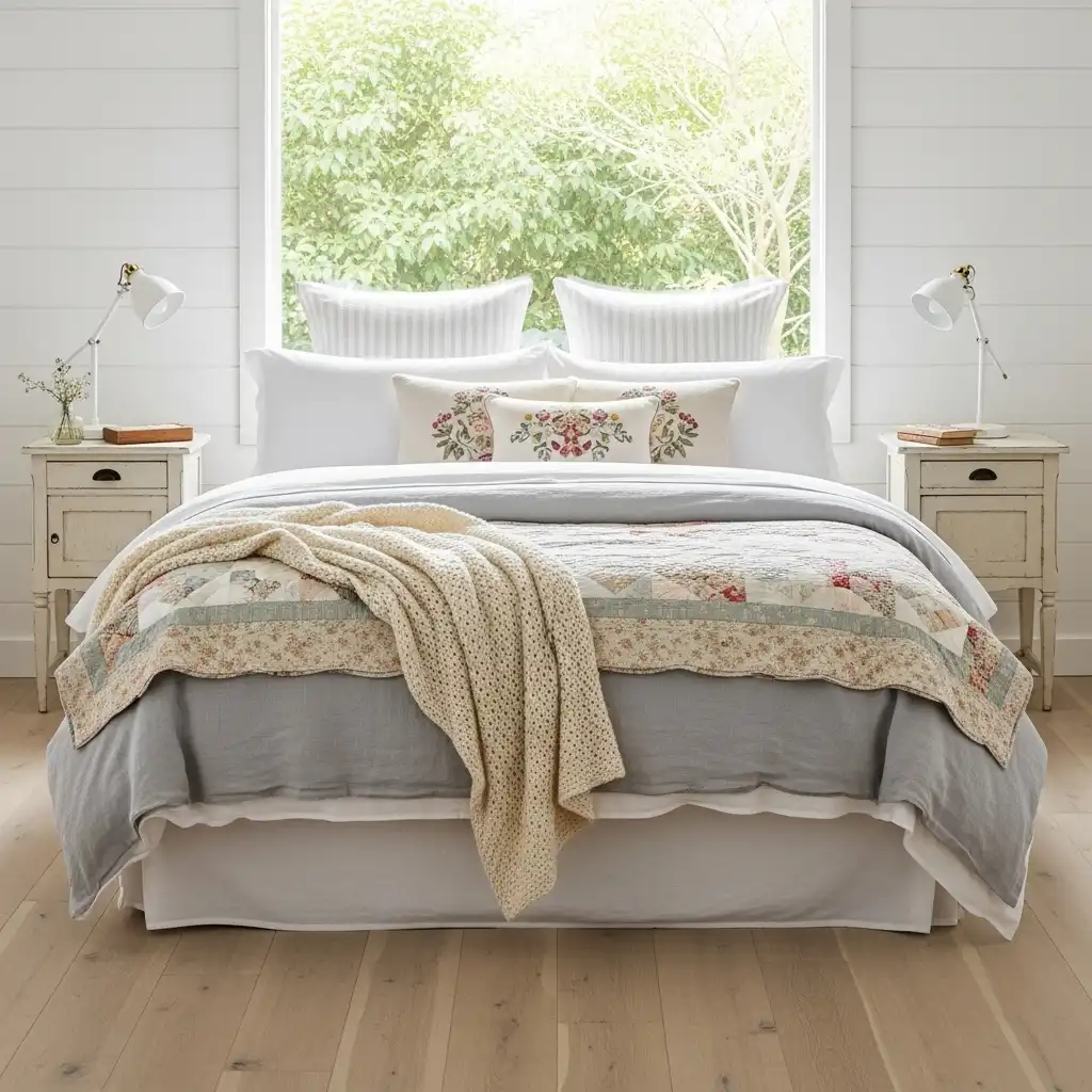 Modern Cottage Bedroom ideas Layered Bedding