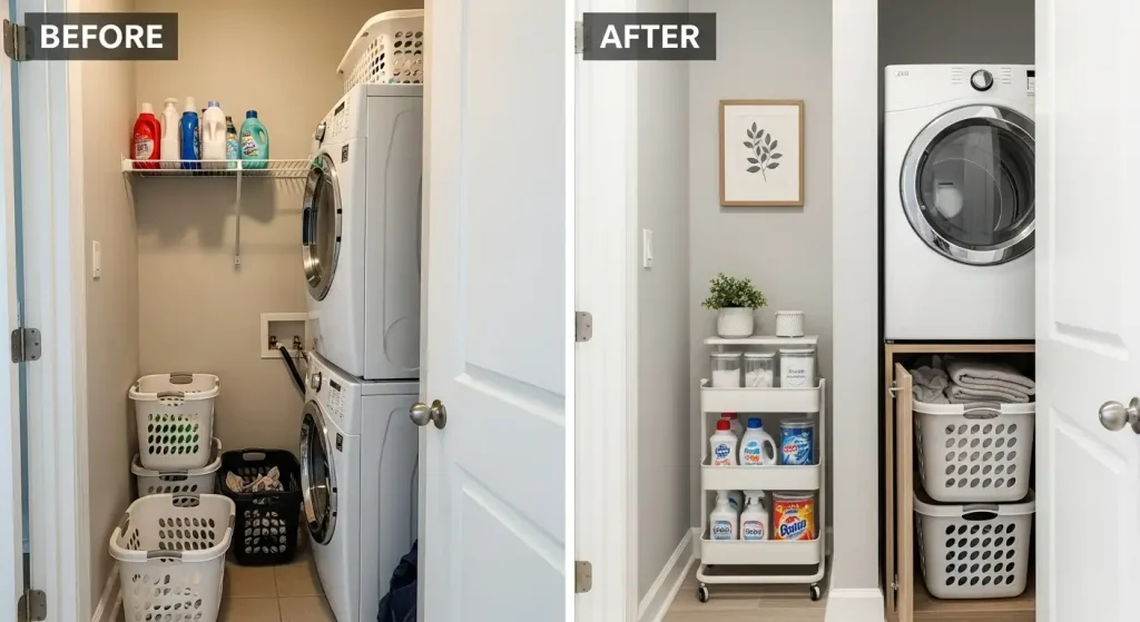 Narrow Rolling Cart laundry