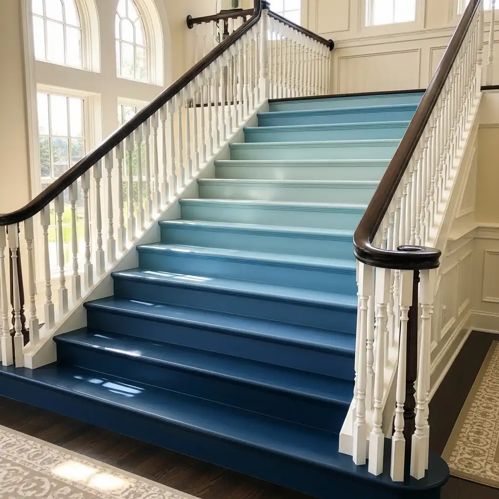 Painted Stairs Ideas An Ombre Effect