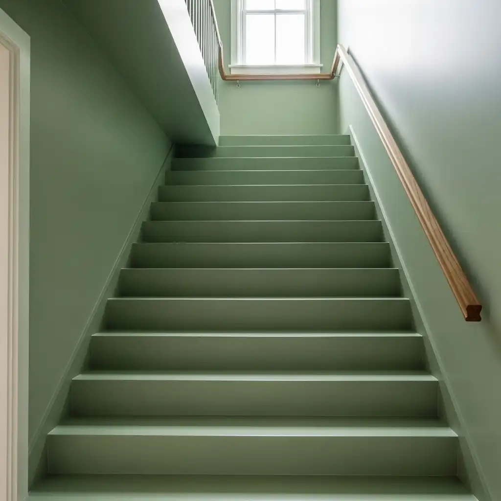 Painted Stairs Ideas Match the Wall Color
