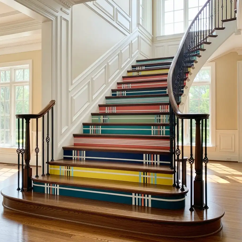 Painted Stairs Striped Risers