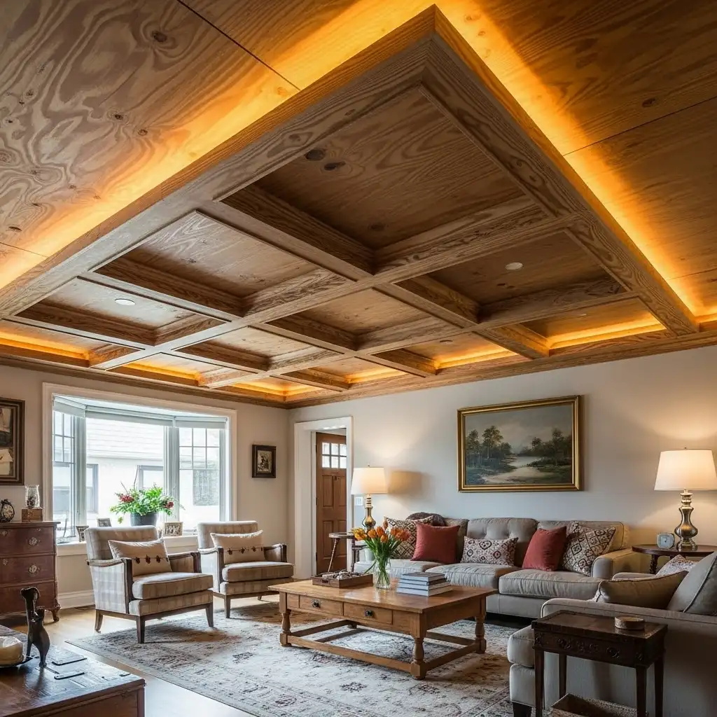 Plywood Coffered Ceiling