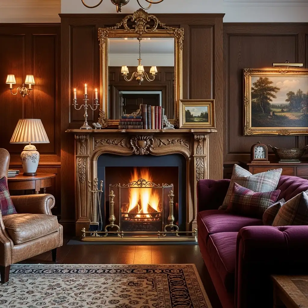 Ralph Lauren Living Room Grand Fireplace
