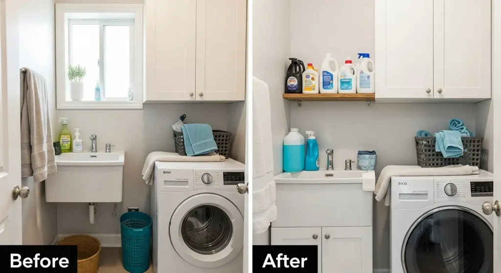 Small Laundry Room Decanted Supplies