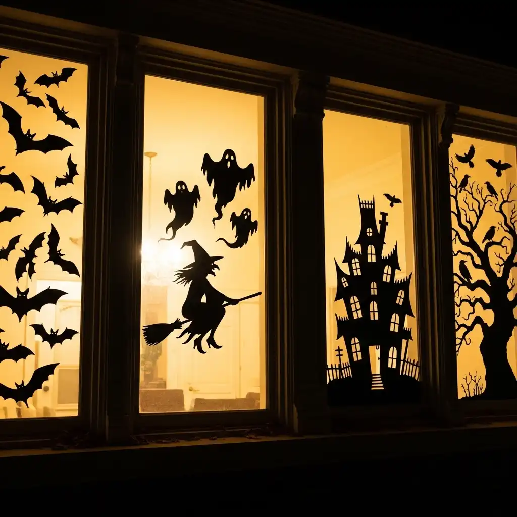 Spooky Season Home Dramatic Silhouettes in Windows