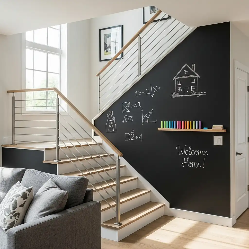 Staircase Wall Design Chalkboard Paint