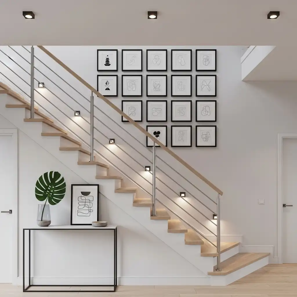 Staircase Wall Design Ideas Symmetrical Grid