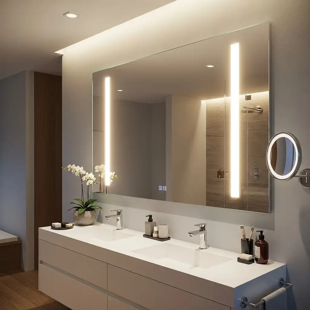 Vertical Strip Lights on the Mirror