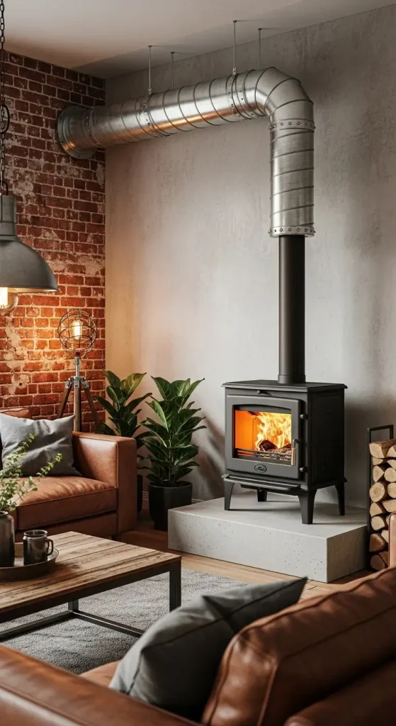 Wood Burning Stove Living Room Ideas Industrial Elements