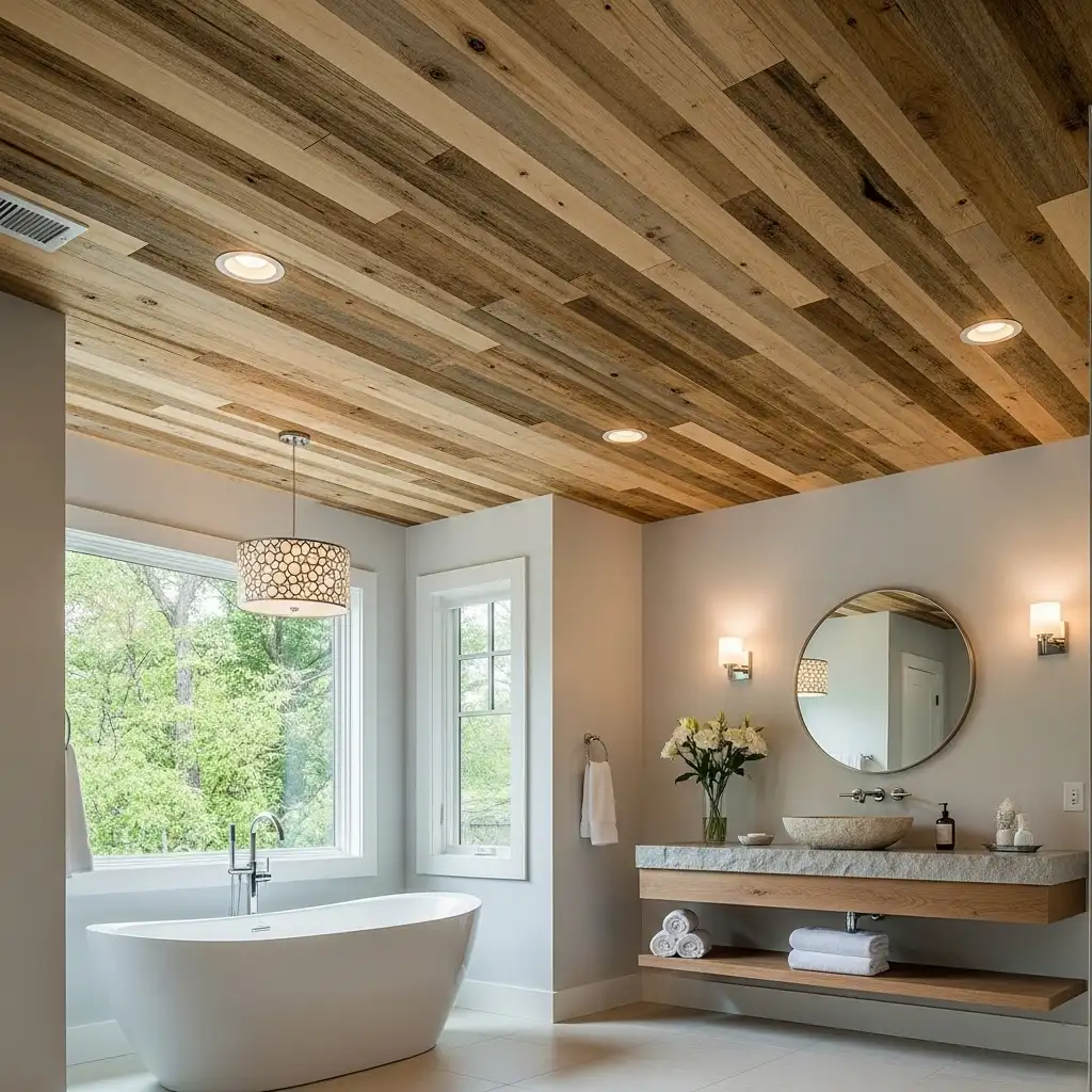 Wood Plank Bathroom Ceiling