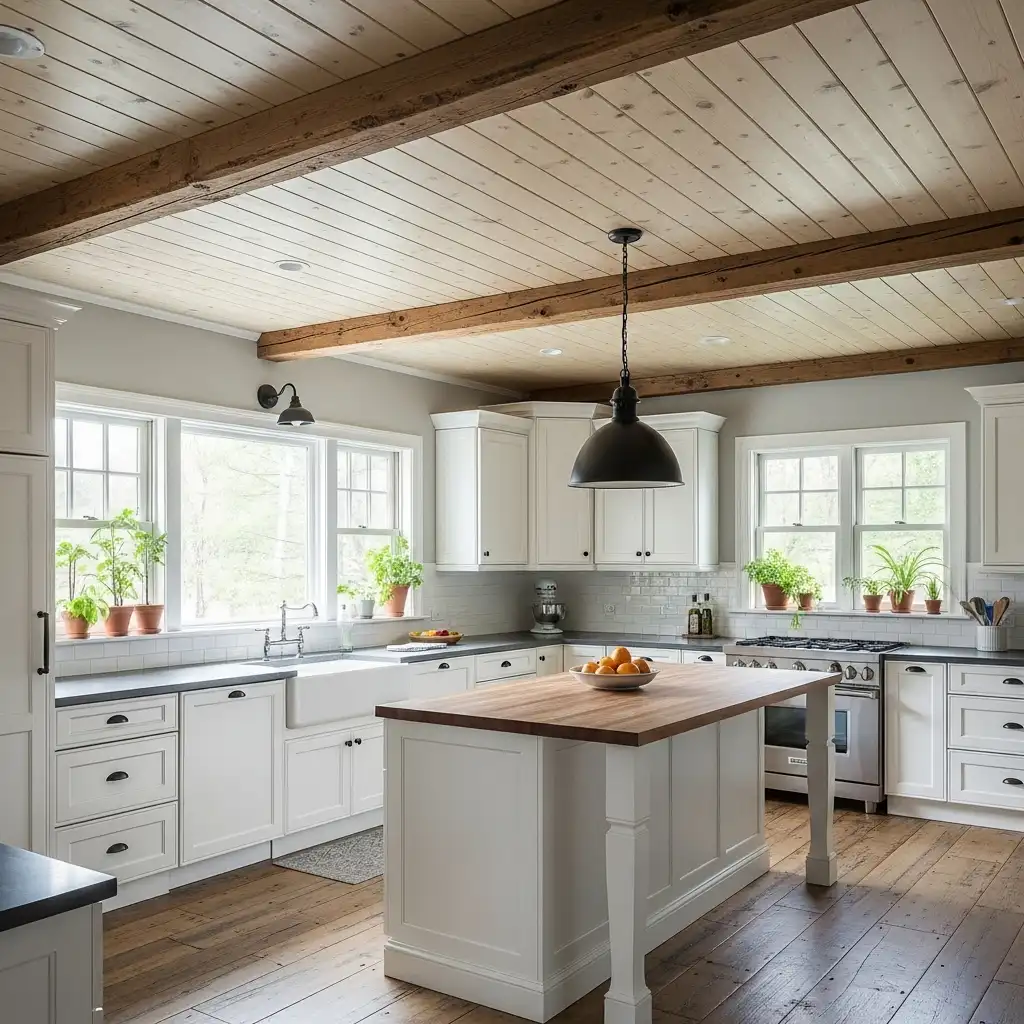 Wood Plank Kitchen Ceiling