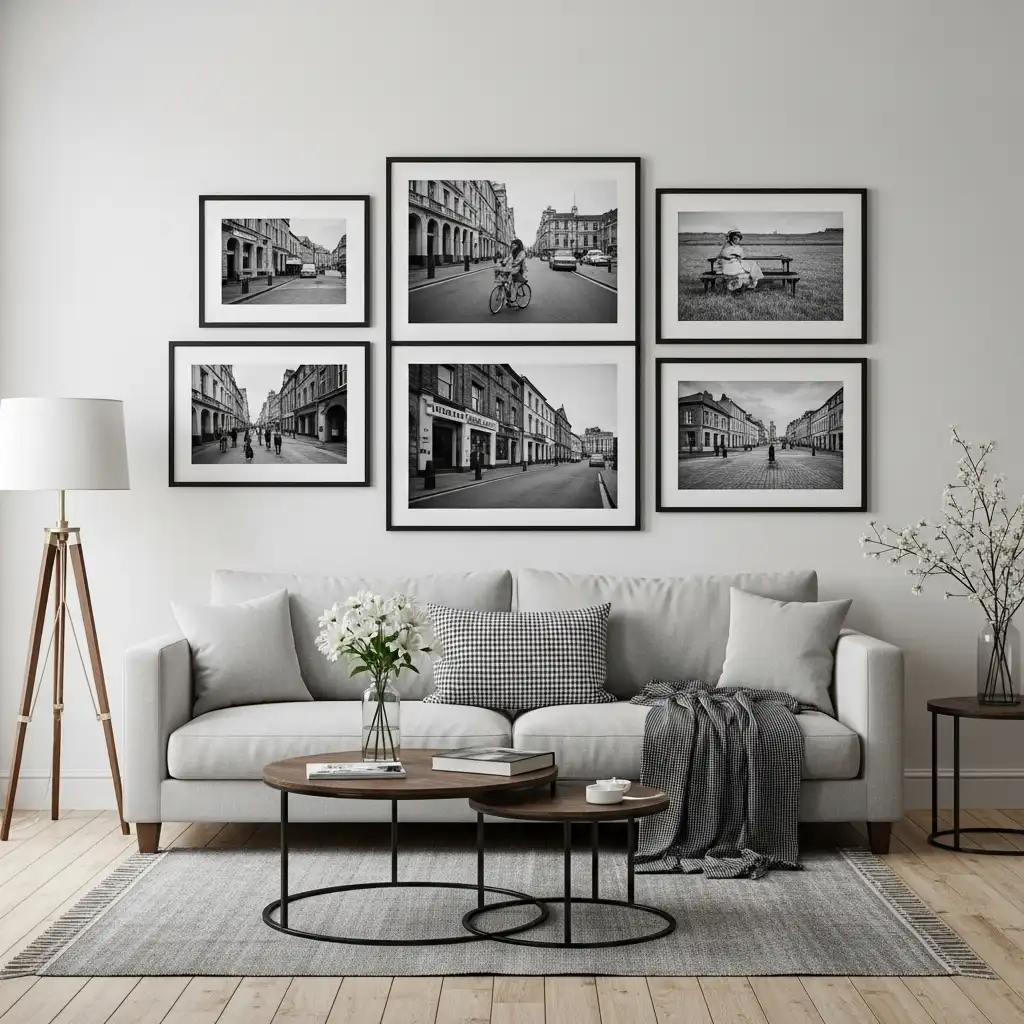 black and white photography wall art living room