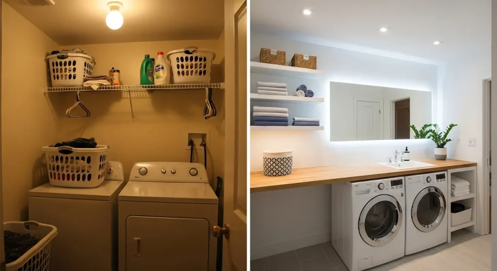 right Lighting and Mirrors in laundary