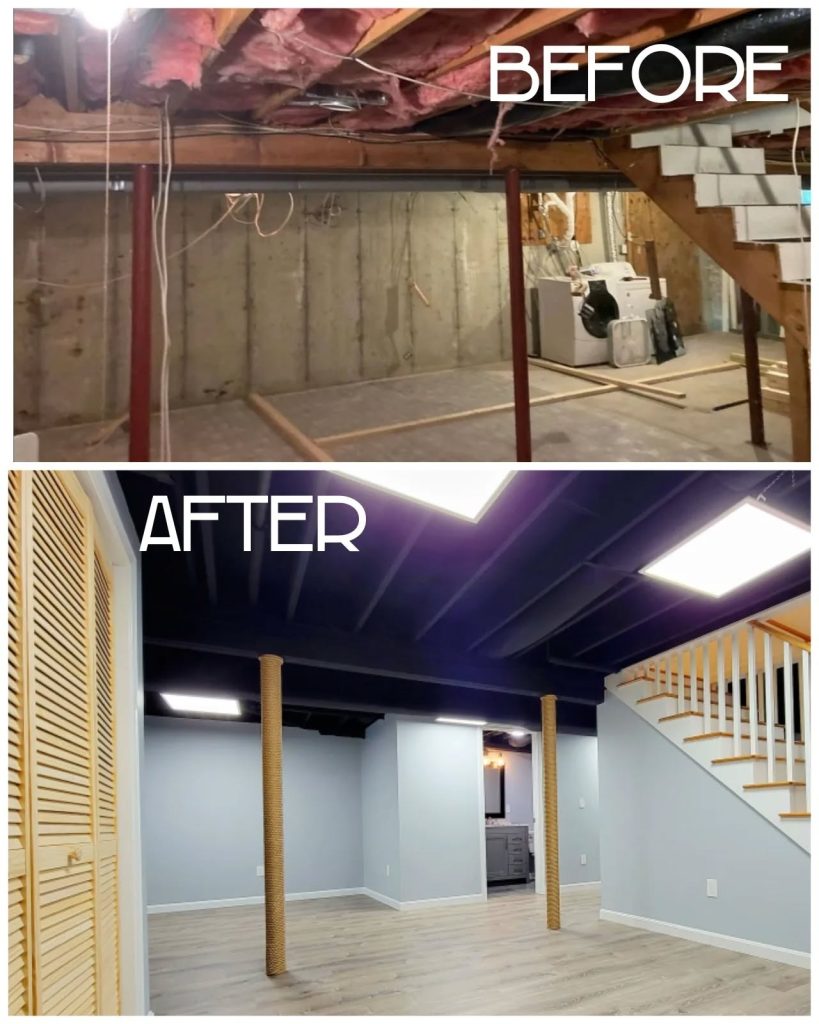 Exposed Basement Ceiling ideas Paint Everything Matte Black