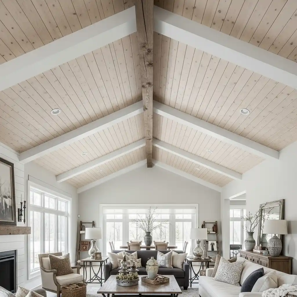 Faux Beam Vaulted Ceiling Simple Ridge Beam