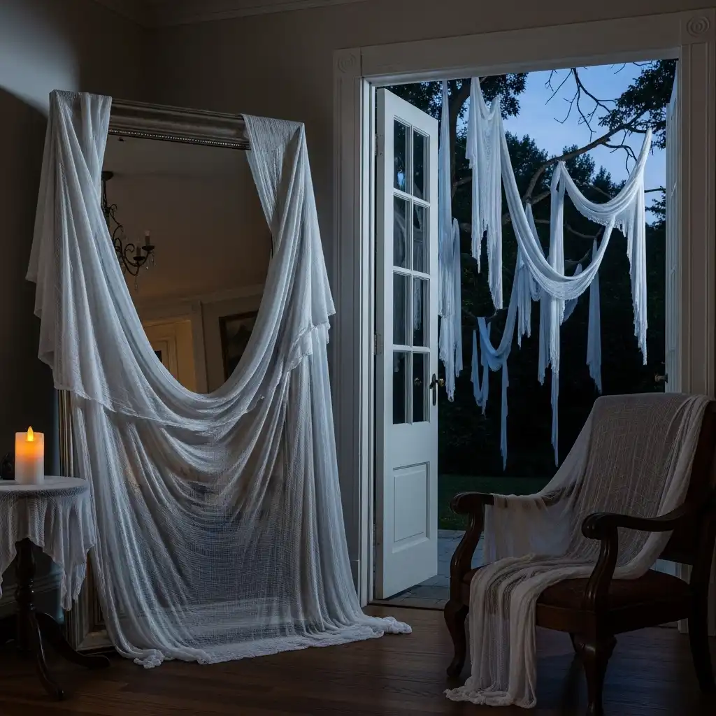 Ghostly Cheesecloth Draping