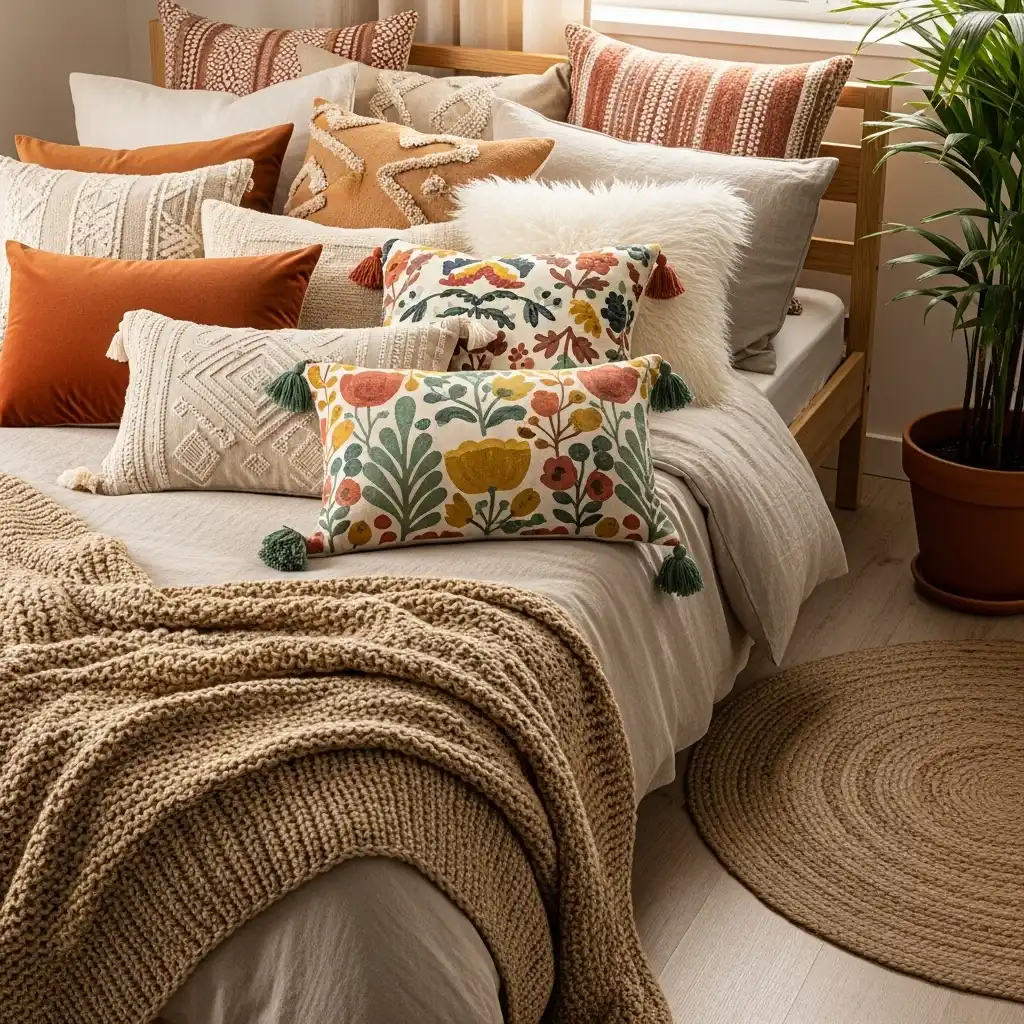 boho bedroom ideas Mix-and-Match Pillows