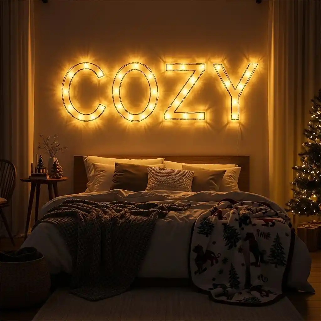 Christmas Lights Bedroom Word Lights