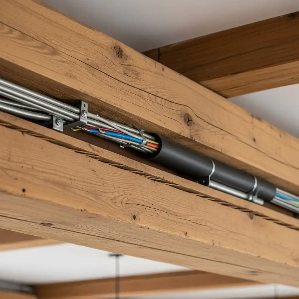 conduits subtly around the beams