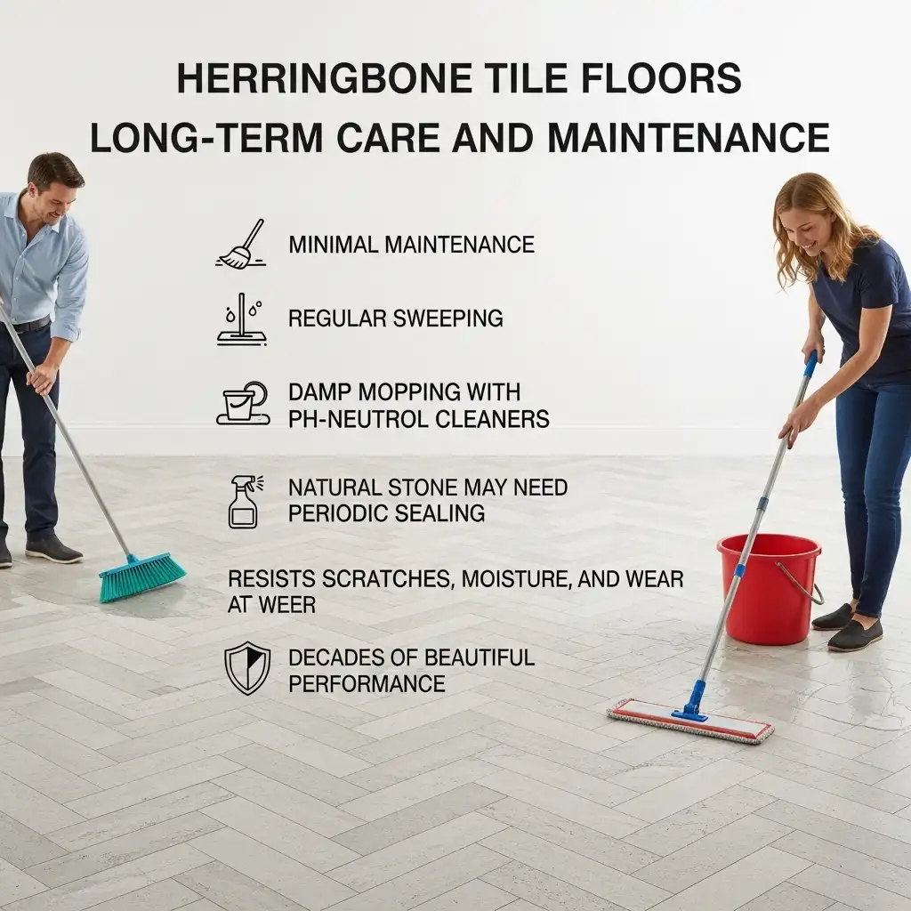 Herringbone Tile Floors Long-Term Care and Maintenance