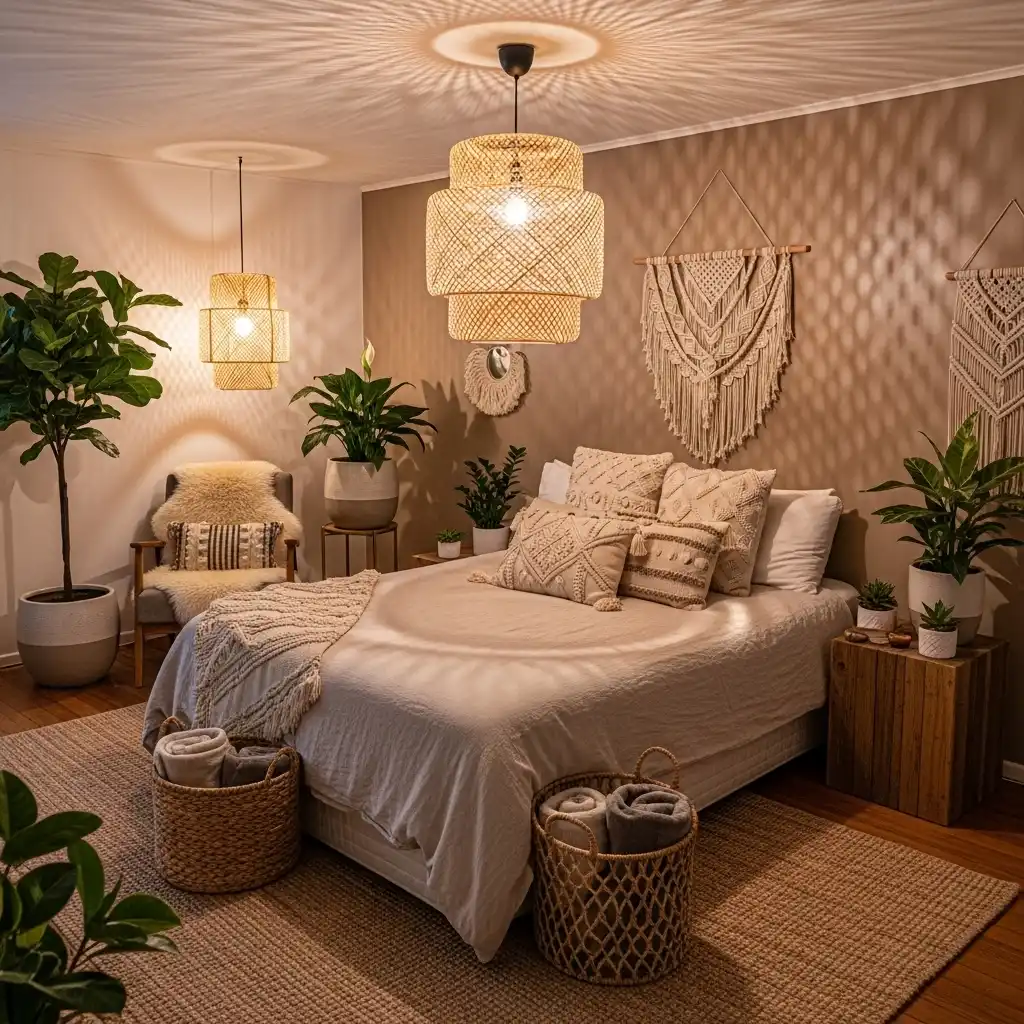 Woven Rattan or Wicker Light Fixtures