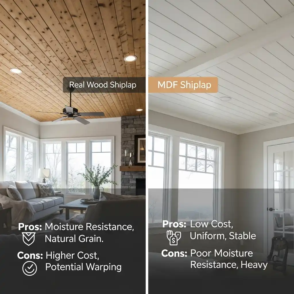 real wood shiplap vs. MDF shiplap