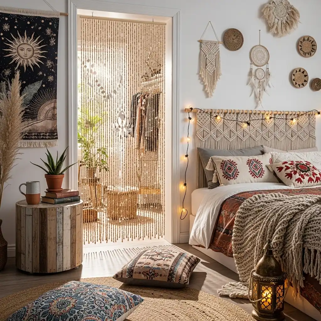 Beaded Curtains in a Doorway