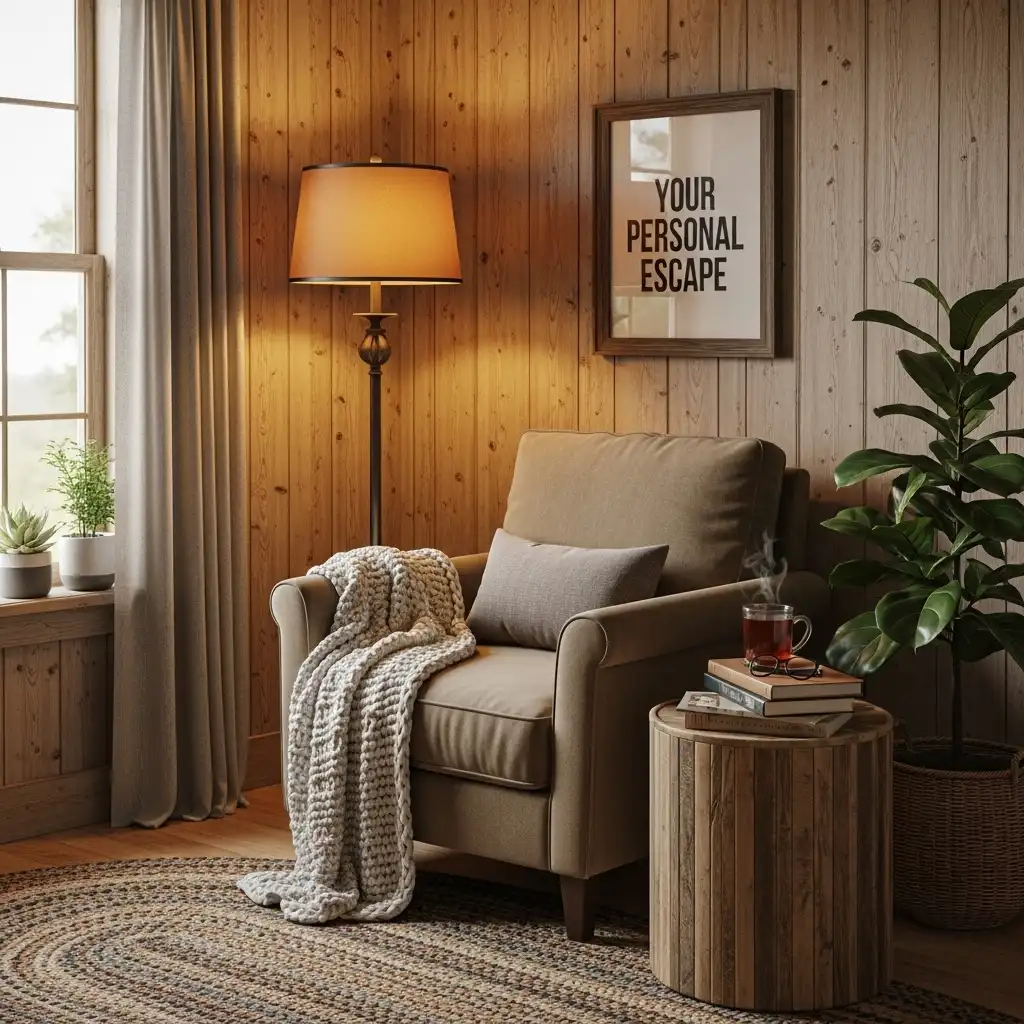 Rustic Living Room Dedicated Reading Nook