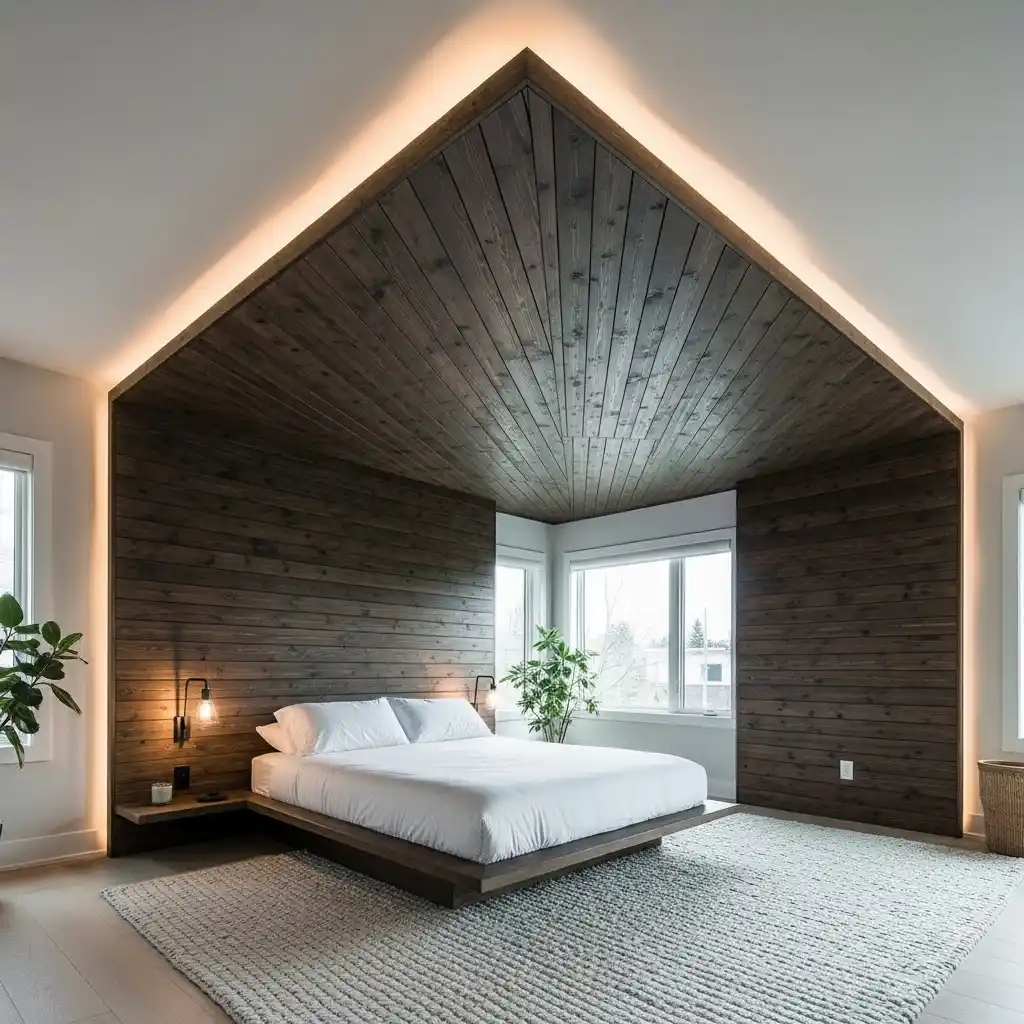 Wood Plank Ceiling Ideas Bedroom Canopy Effect