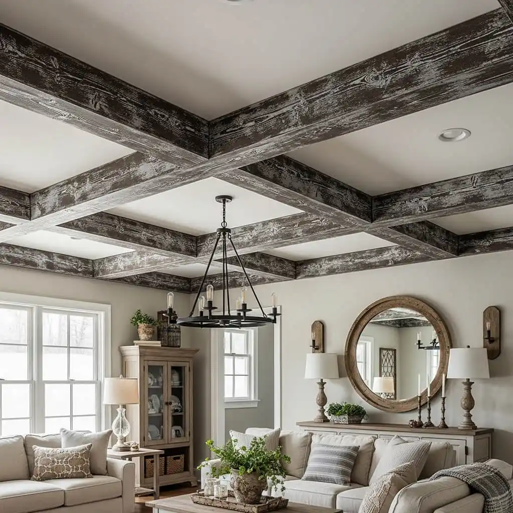 distressed finish to make new beams look old