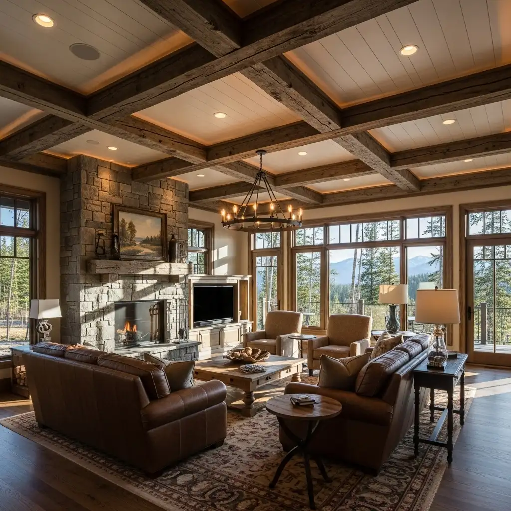 14 Coffered Ceiling Reclaimed Wood Beams