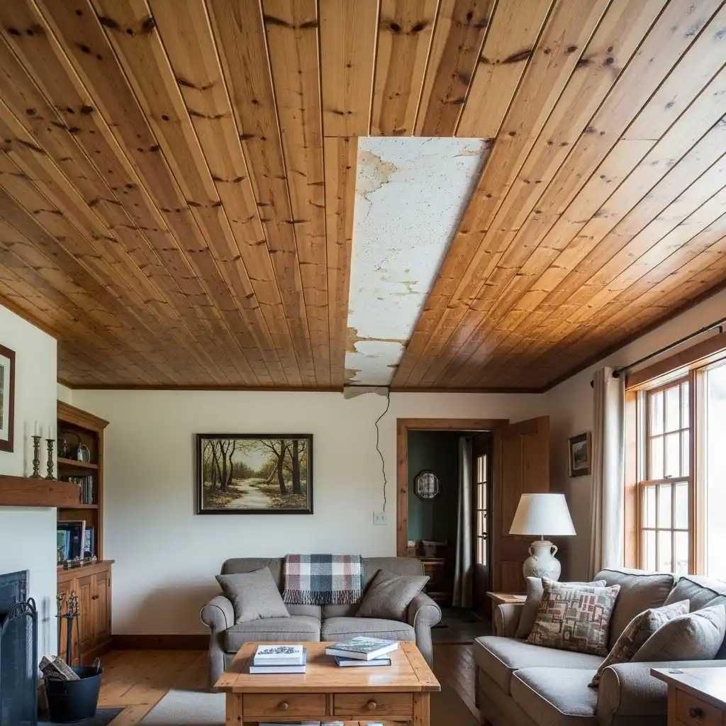 Tongue and Groove Ceiling Covering Imperfections