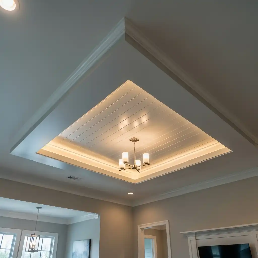 different ceiling textures within the tray